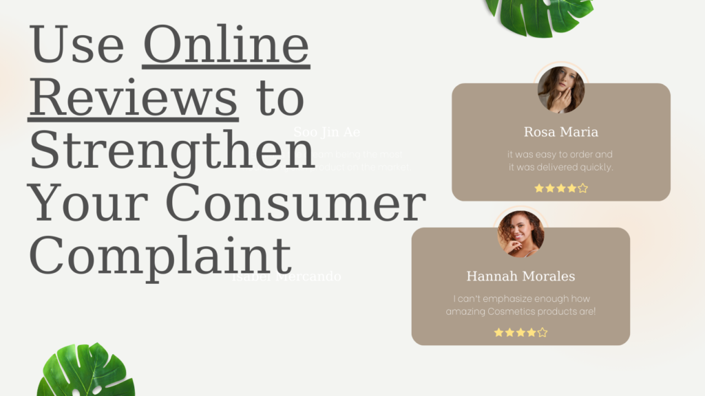 Online reviews for consumer complaint